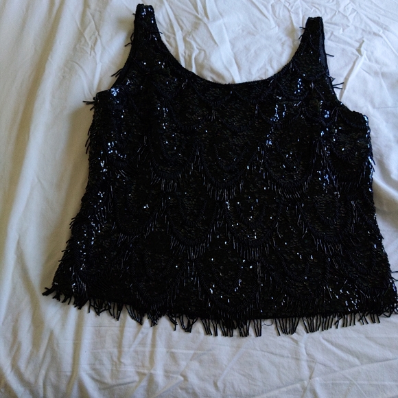 Vintage beaded lined black tank top blouse - Picture 7 of 7